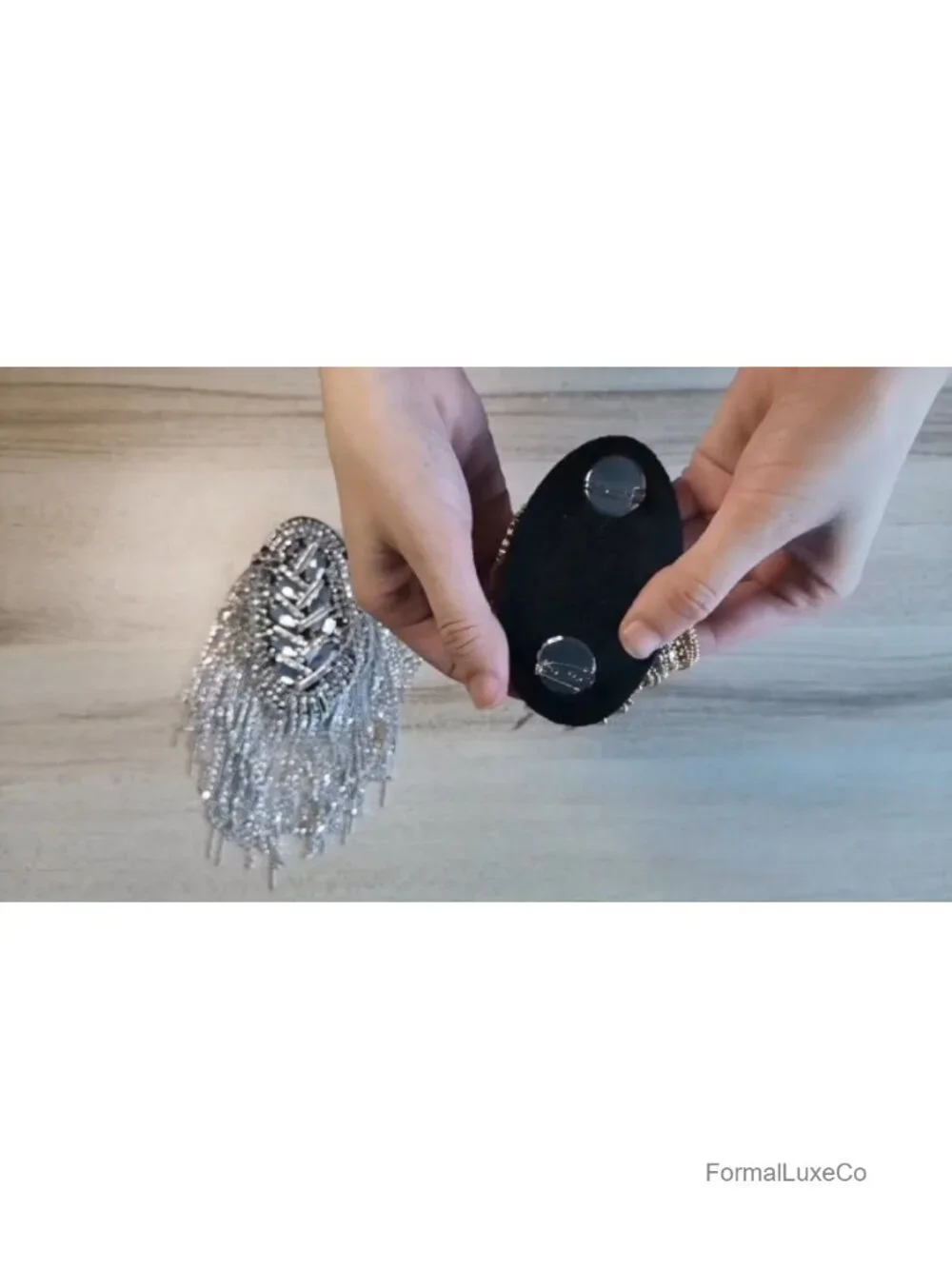 Rhinestone Tassel Shoulder Epaulet Spike Chain Brooch Pins for Costume Party